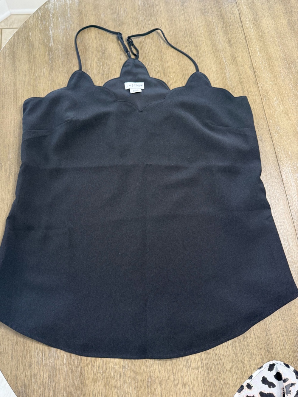 J. Crew Black Scalloped Shell Top